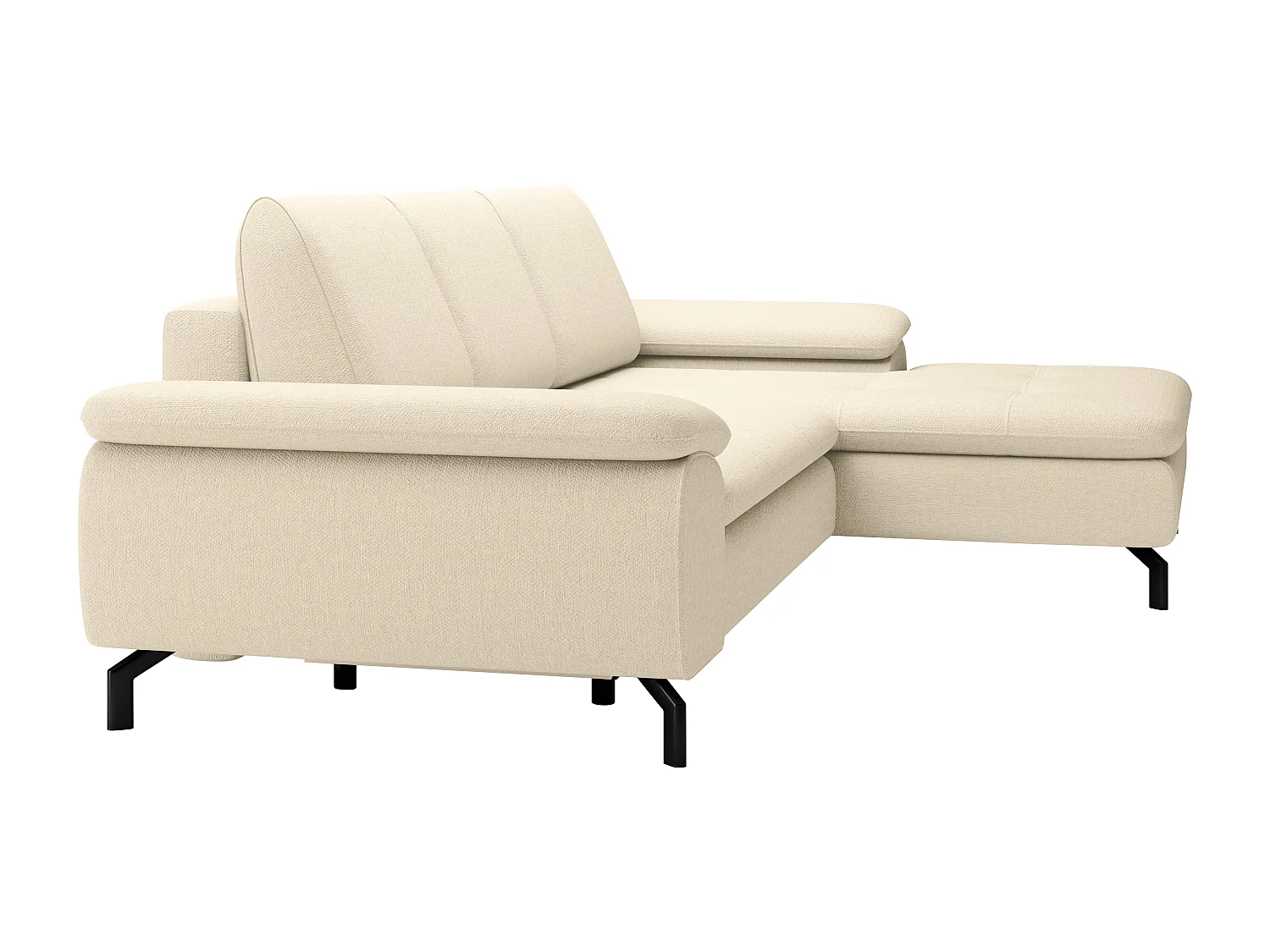 Canapé d'angle droit convertible en tissu texturé beige ARCHIBALD