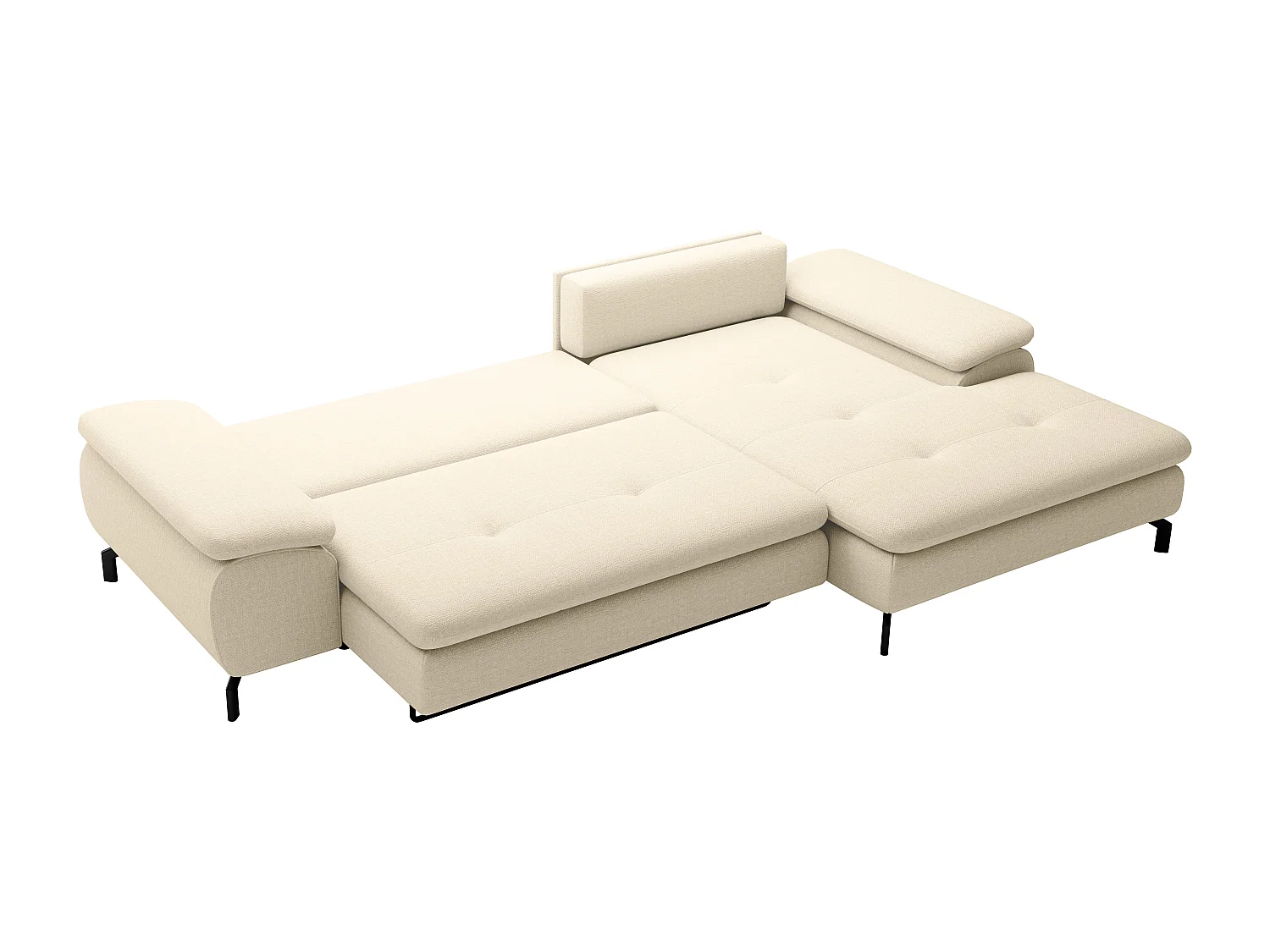 Canapé d'angle droit convertible en tissu texturé beige ARCHIBALD