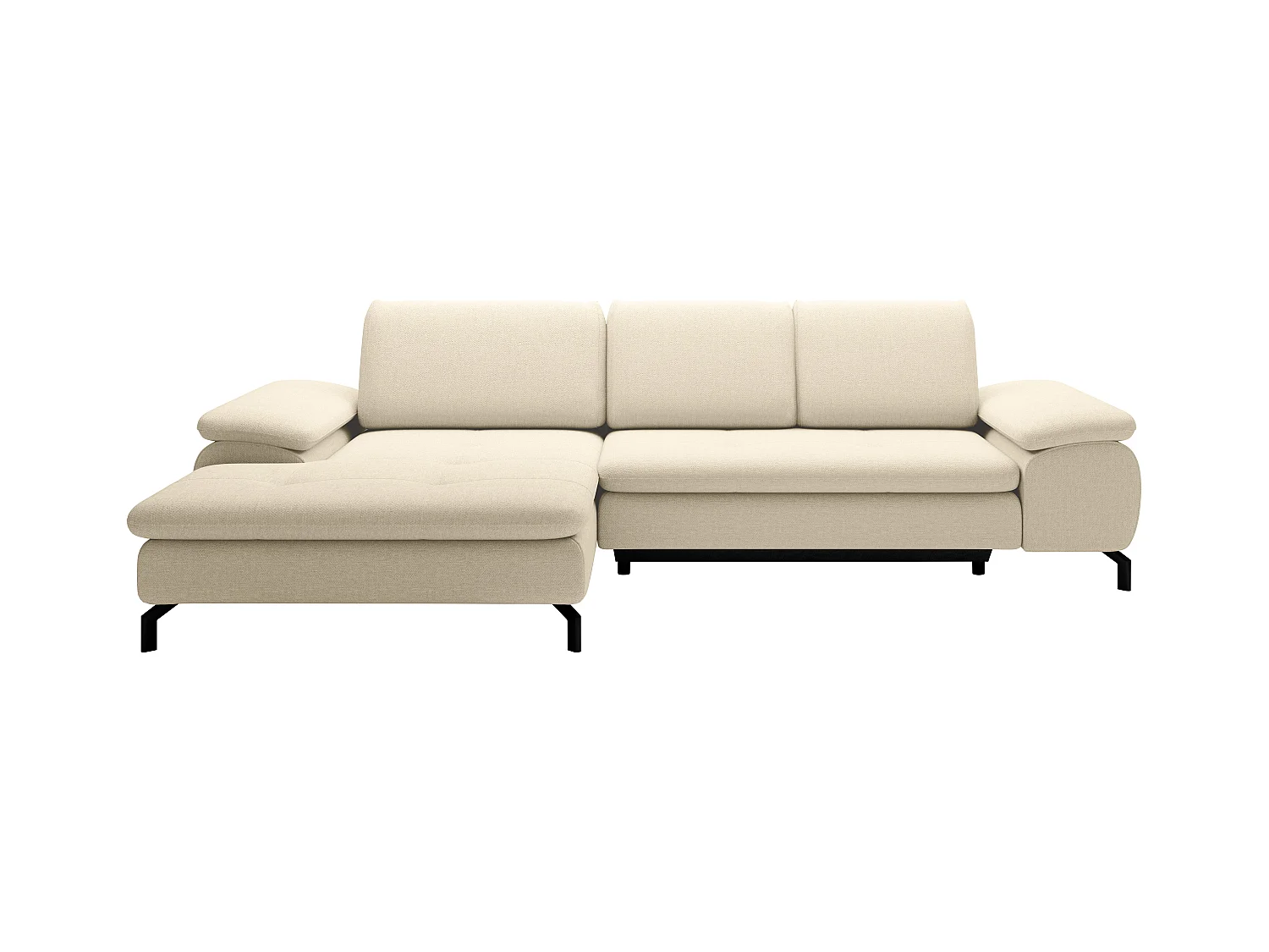 Canapé d'angle gauche convertible en tissu texturé beige ARCHIBALD
