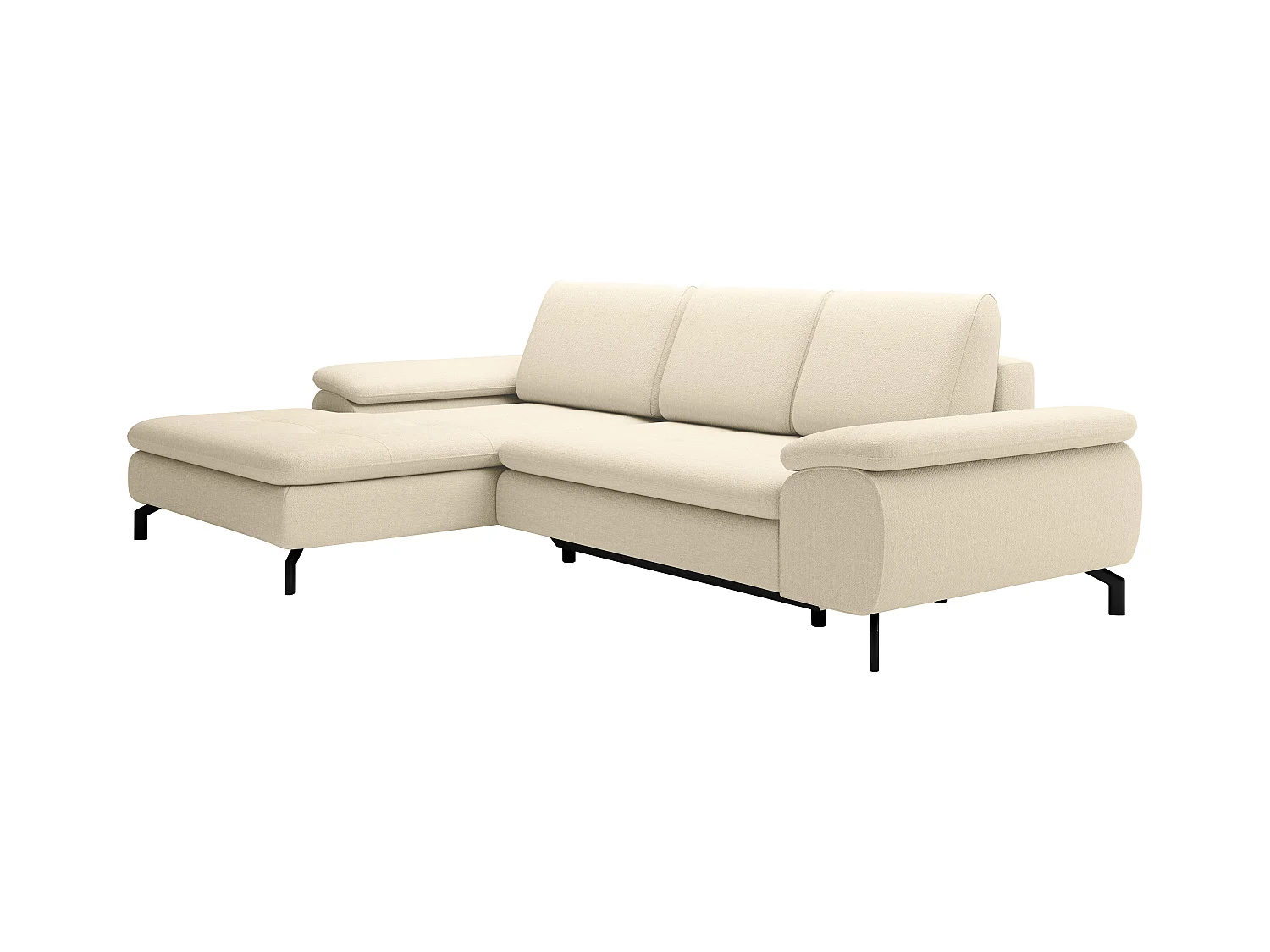 Canapé d'angle gauche convertible en tissu texturé beige ARCHIBALD