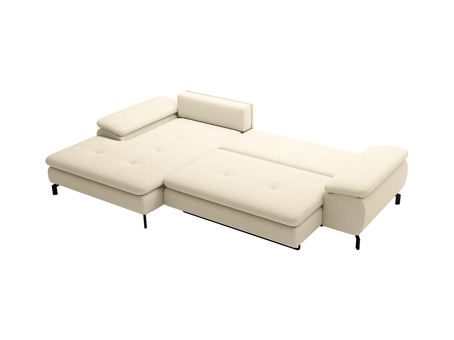Canapé d'angle gauche convertible en tissu texturé beige ARCHIBALD