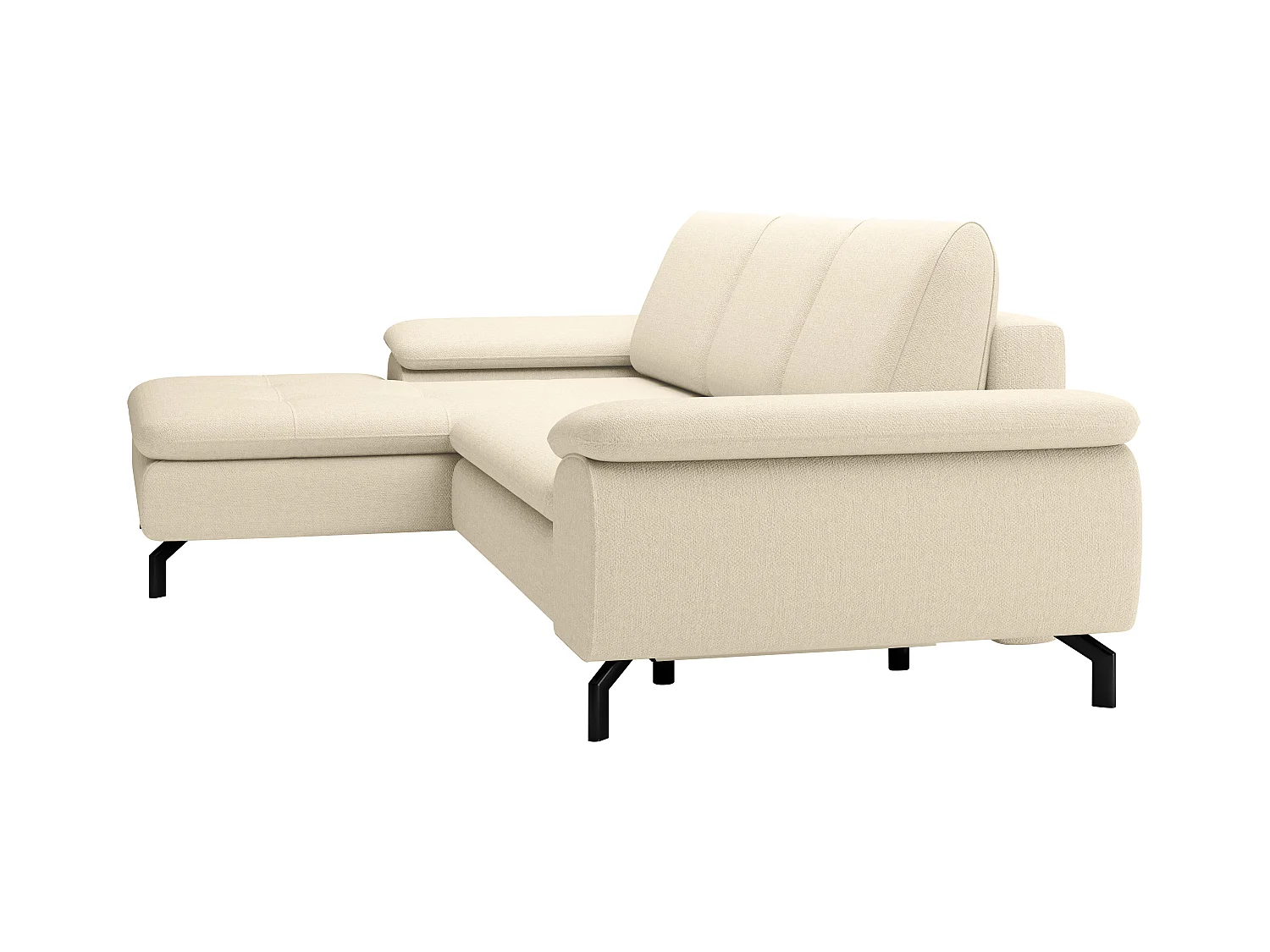 Canapé d'angle gauche convertible en tissu texturé beige ARCHIBALD