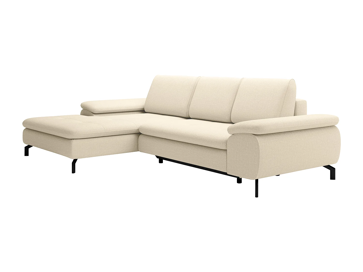 Canapé d'angle gauche convertible en tissu texturé beige ARCHIBALD