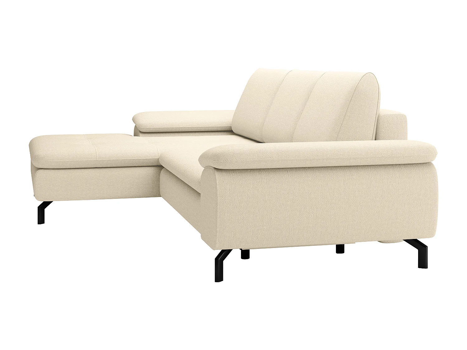 Canapé d'angle gauche convertible en tissu texturé beige ARCHIBALD