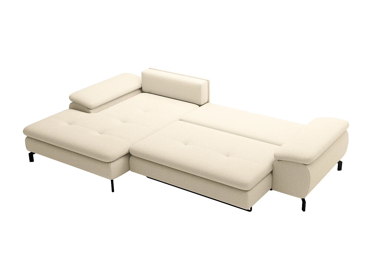 Canapé d'angle gauche convertible en tissu texturé beige ARCHIBALD