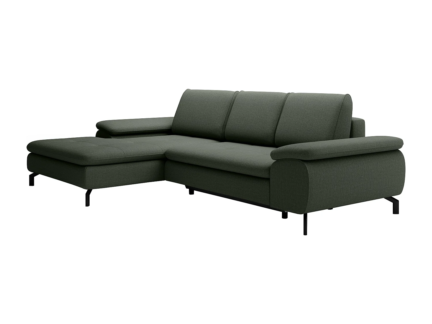 Ecksofa mit Schlaffunktion - Ecke links - Strukturstoff - Grün - ARCHIBALD