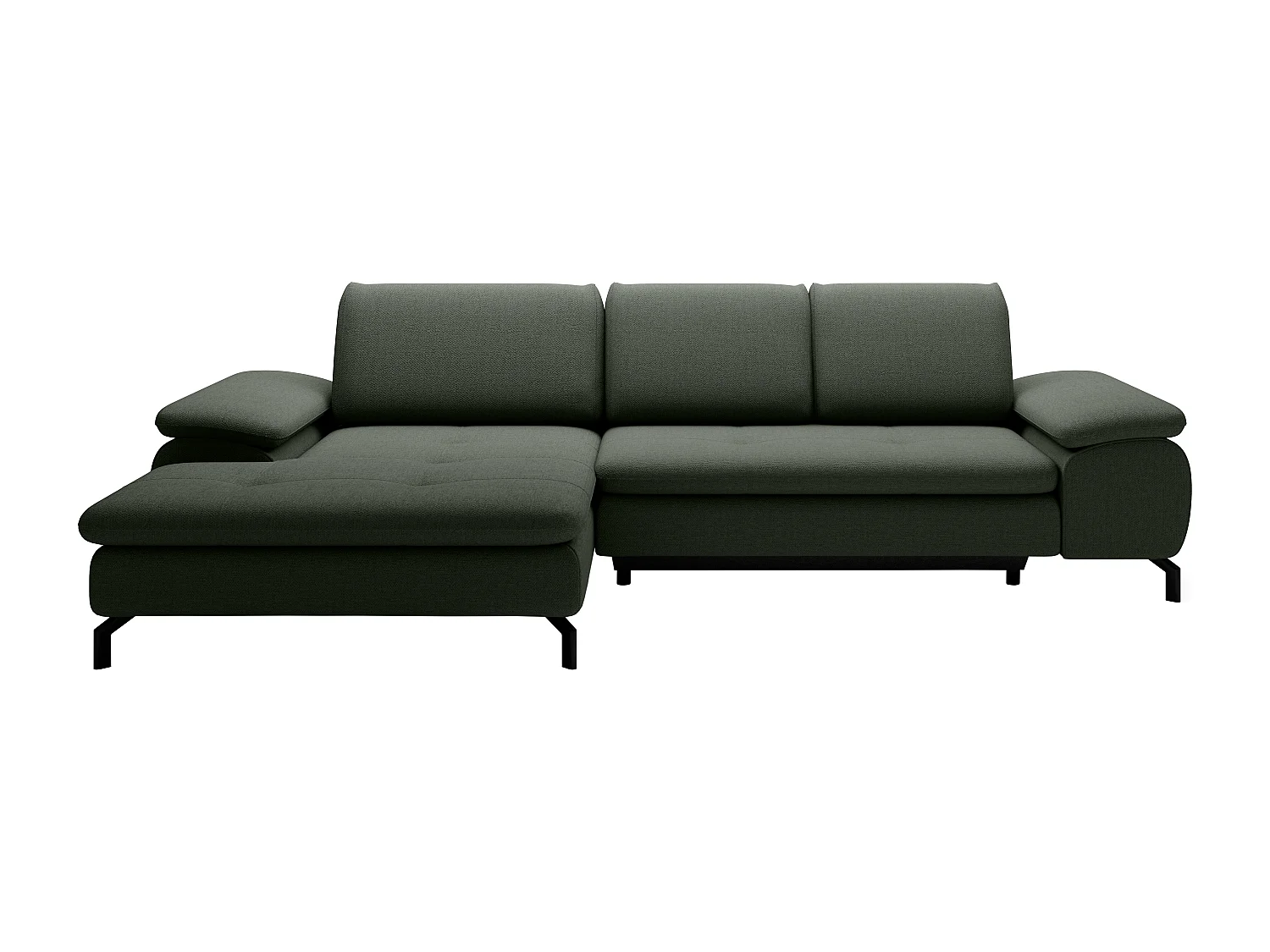 Ecksofa mit Schlaffunktion - Ecke links - Strukturstoff - Grün - ARCHIBALD