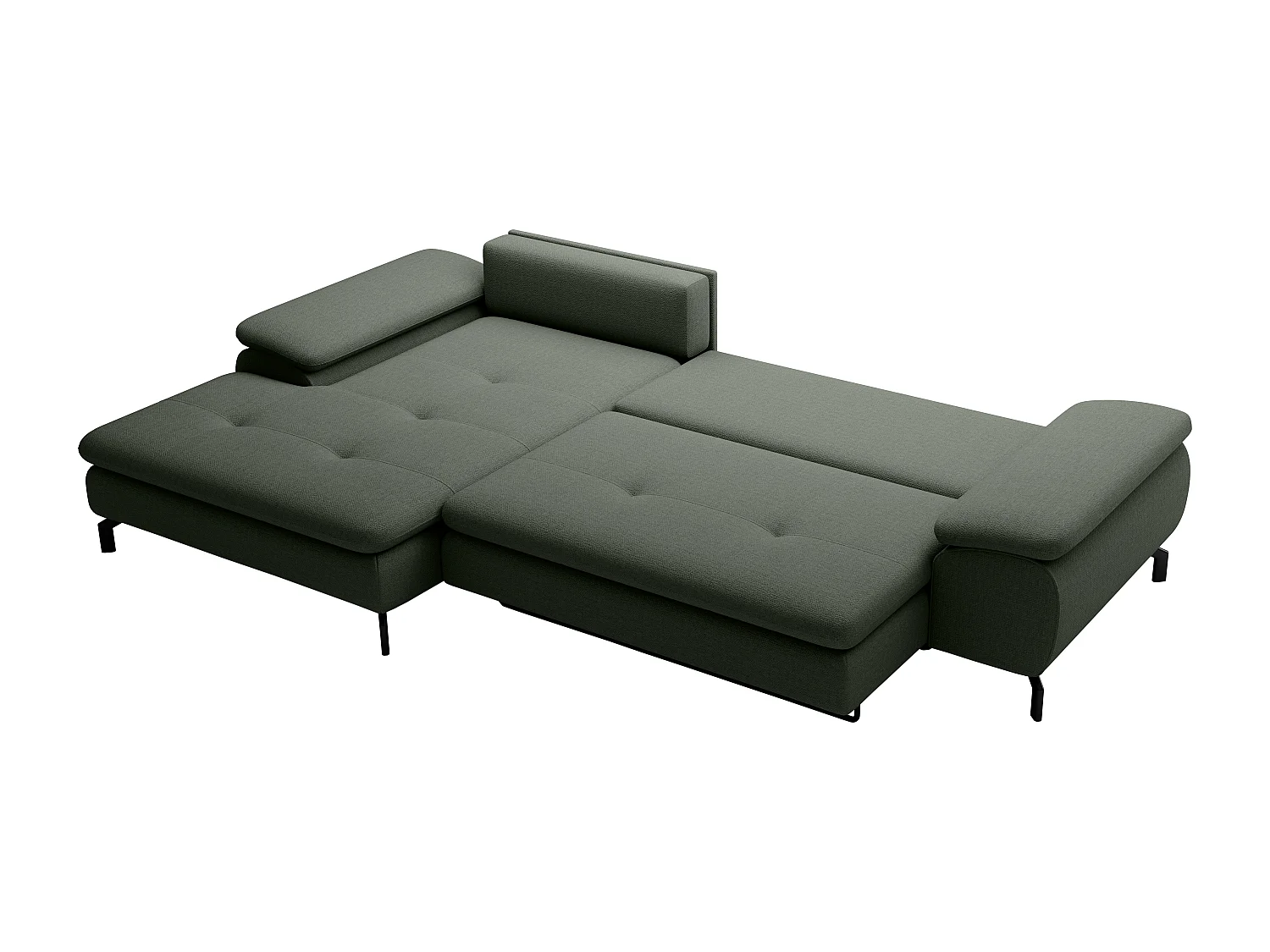 Ecksofa mit Schlaffunktion - Ecke links - Strukturstoff - Grün - ARCHIBALD