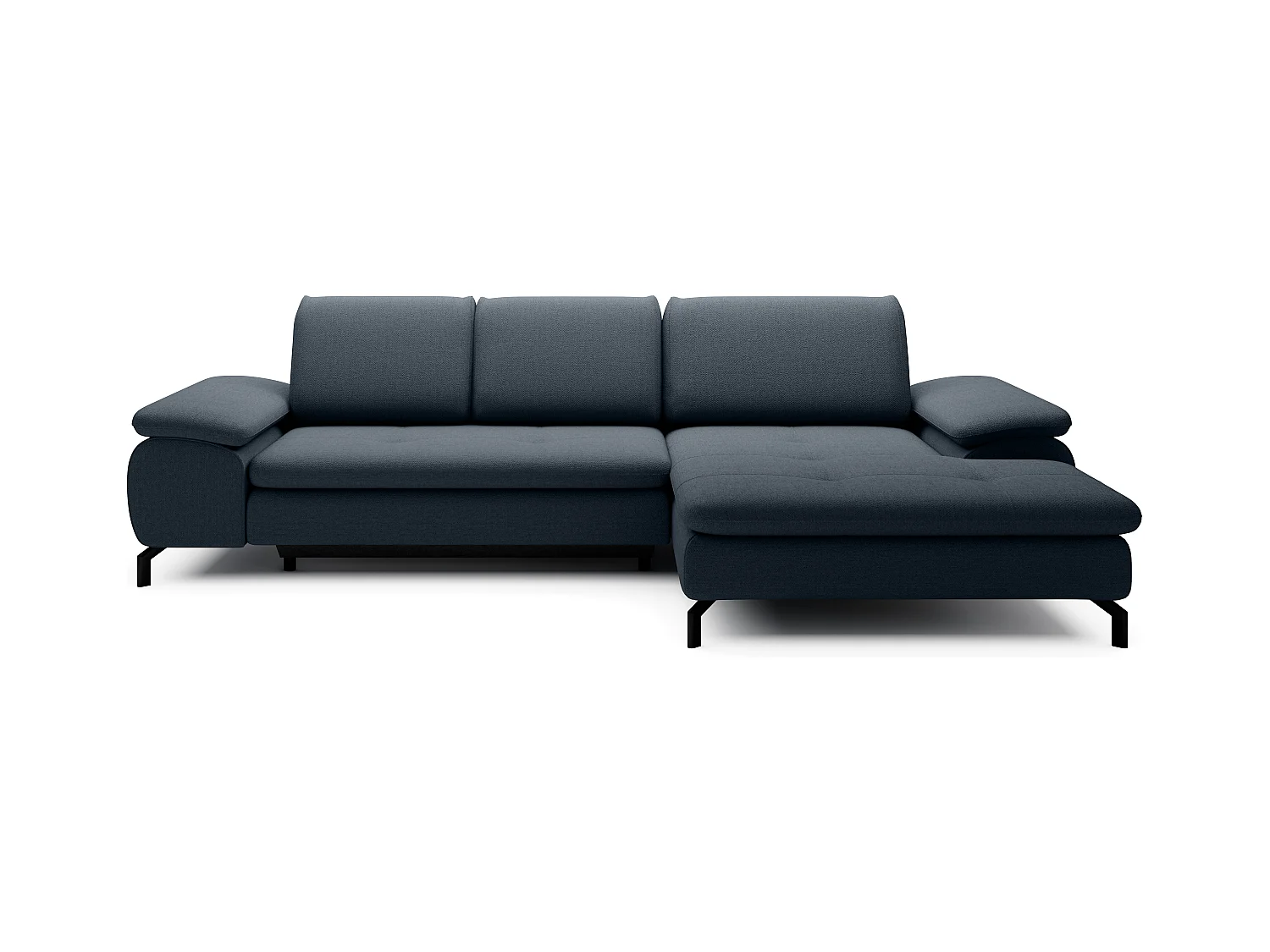 Sofá de canto direito convertível em tecido texturizado azul - ARCHIBALD