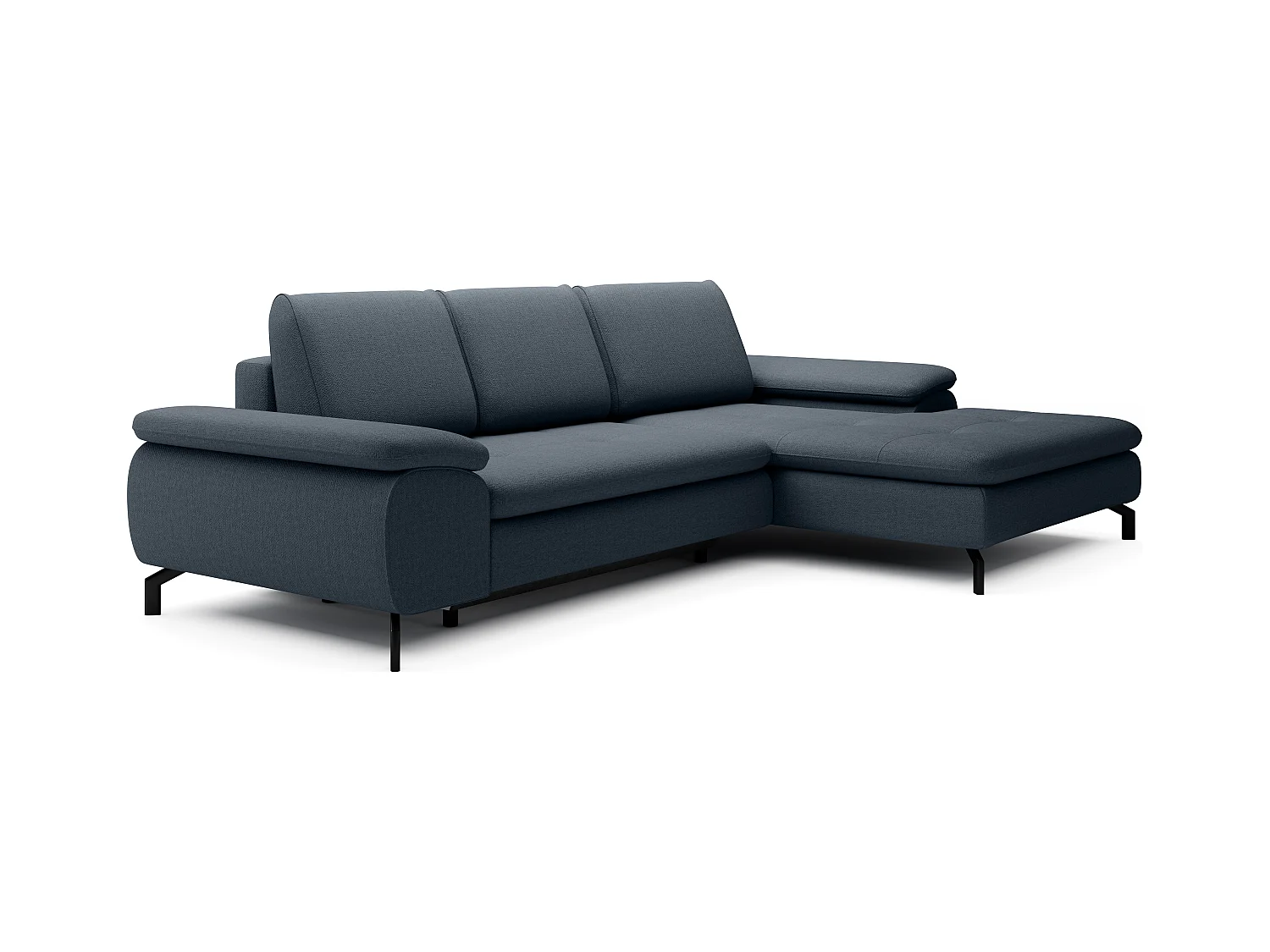 Ecksofa mit Schlaffunktion - Ecke rechts - Strukturstoff - Blau - ARCHIBALD