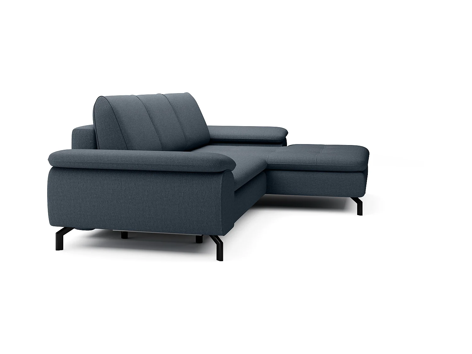 Ecksofa mit Schlaffunktion - Ecke rechts - Strukturstoff - Blau - ARCHIBALD