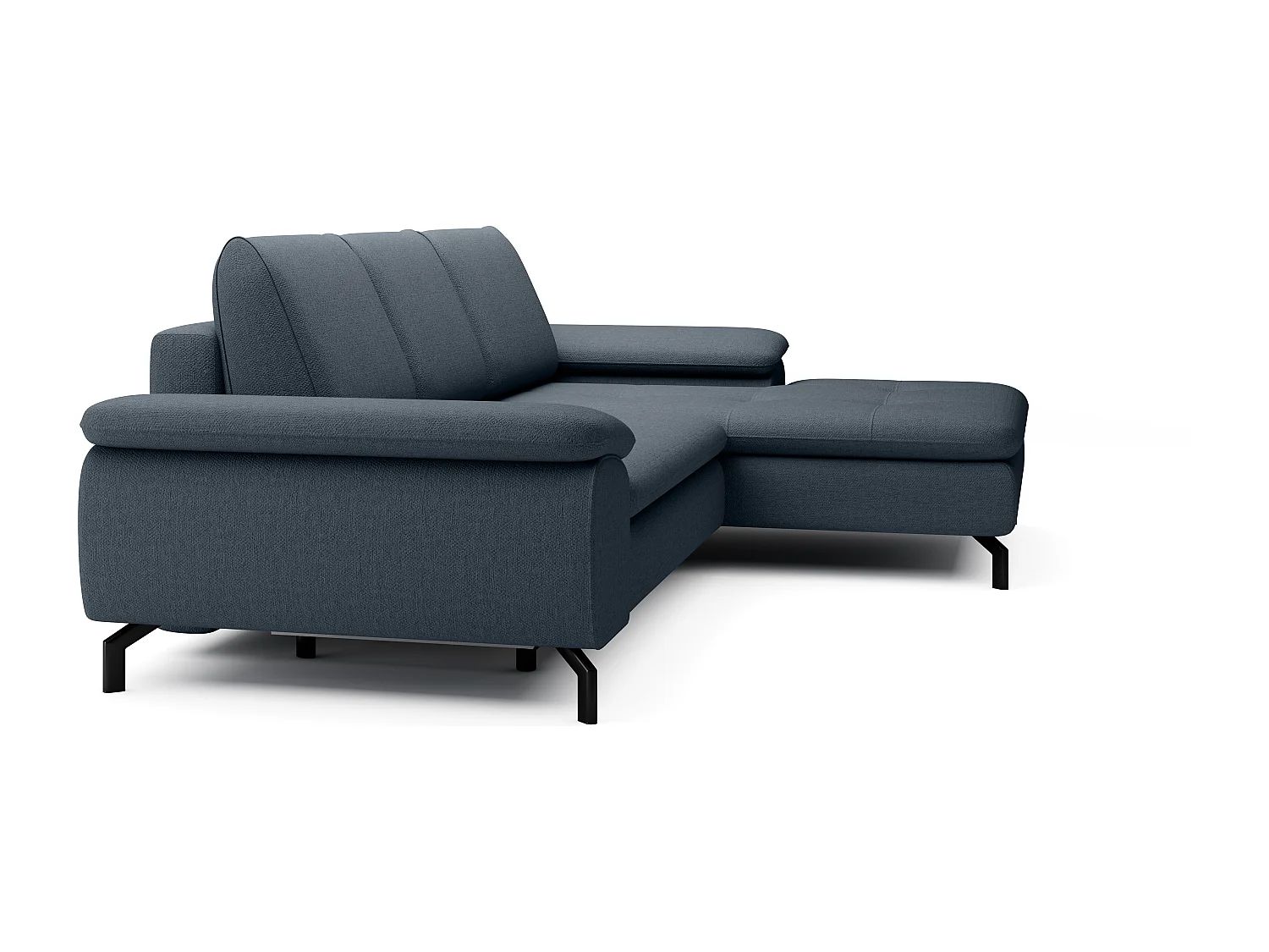 Canapé d'angle droit convertible en tissu texturé bleu ARCHIBALD