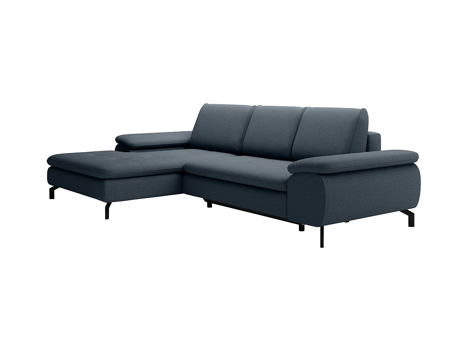 Canapé d'angle gauche convertible en tissu texturé bleu ARCHIBALD