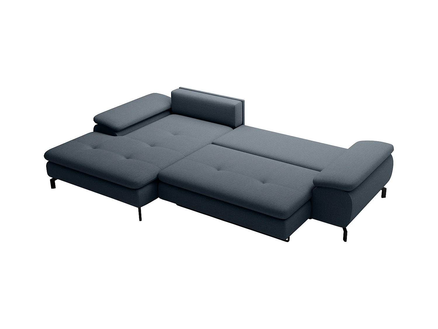 Canapé d'angle gauche convertible en tissu texturé bleu ARCHIBALD