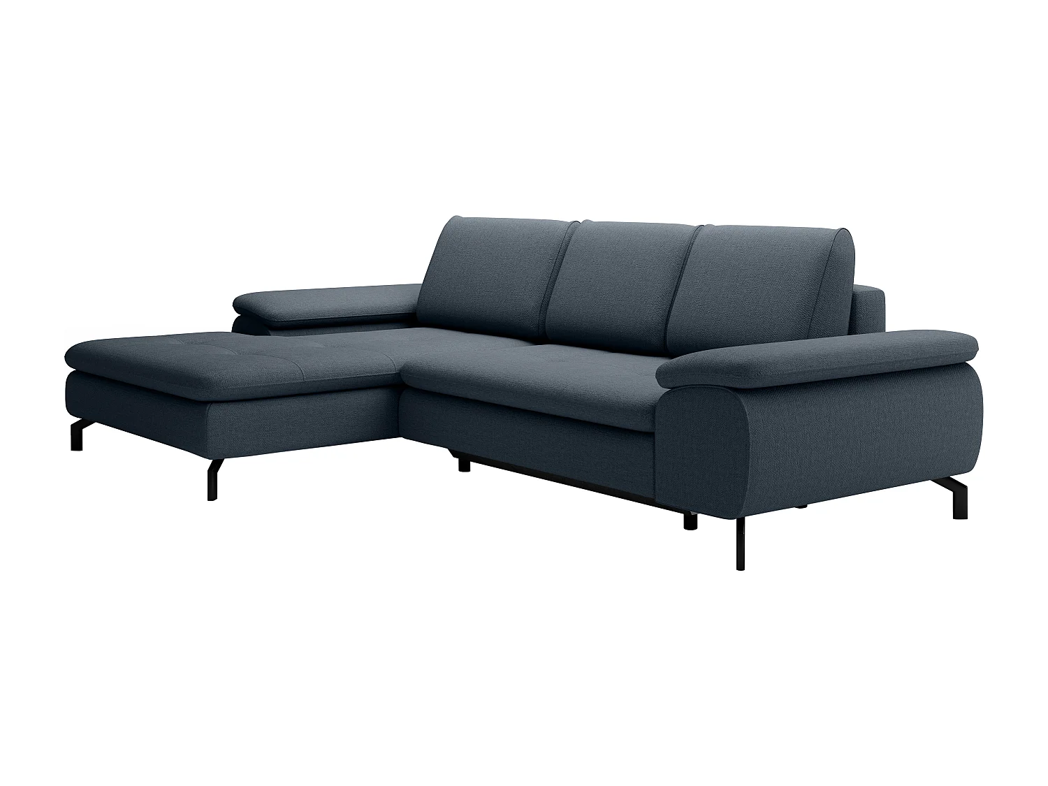 Canapé d'angle gauche convertible en tissu texturé bleu ARCHIBALD