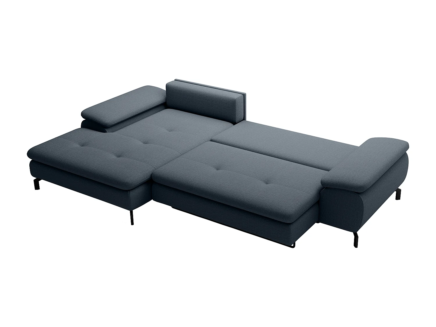 Canapé d'angle gauche convertible en tissu texturé bleu ARCHIBALD