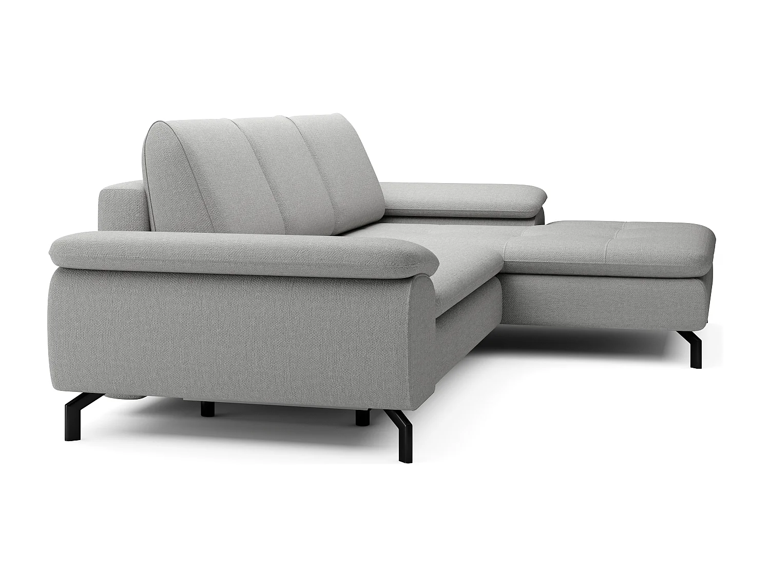 Canapé d'angle droit convertible en tissu texturé gris ARCHIBALD