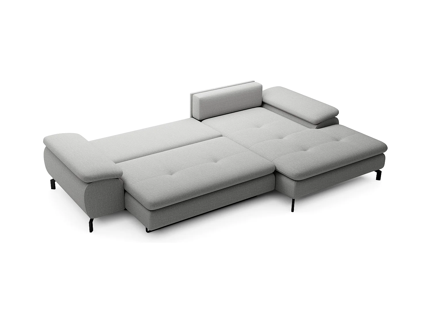 Divano letto angolo a destra in Tessuto testurizzato Grigio - ARCHIBALD