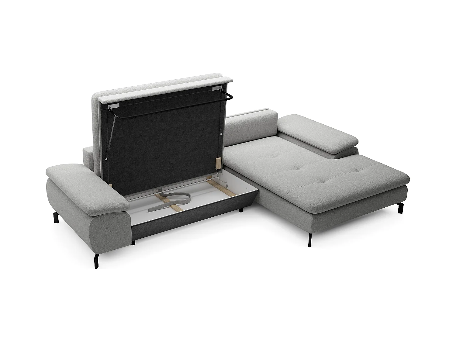 Divano letto angolo a destra in Tessuto testurizzato Grigio - ARCHIBALD