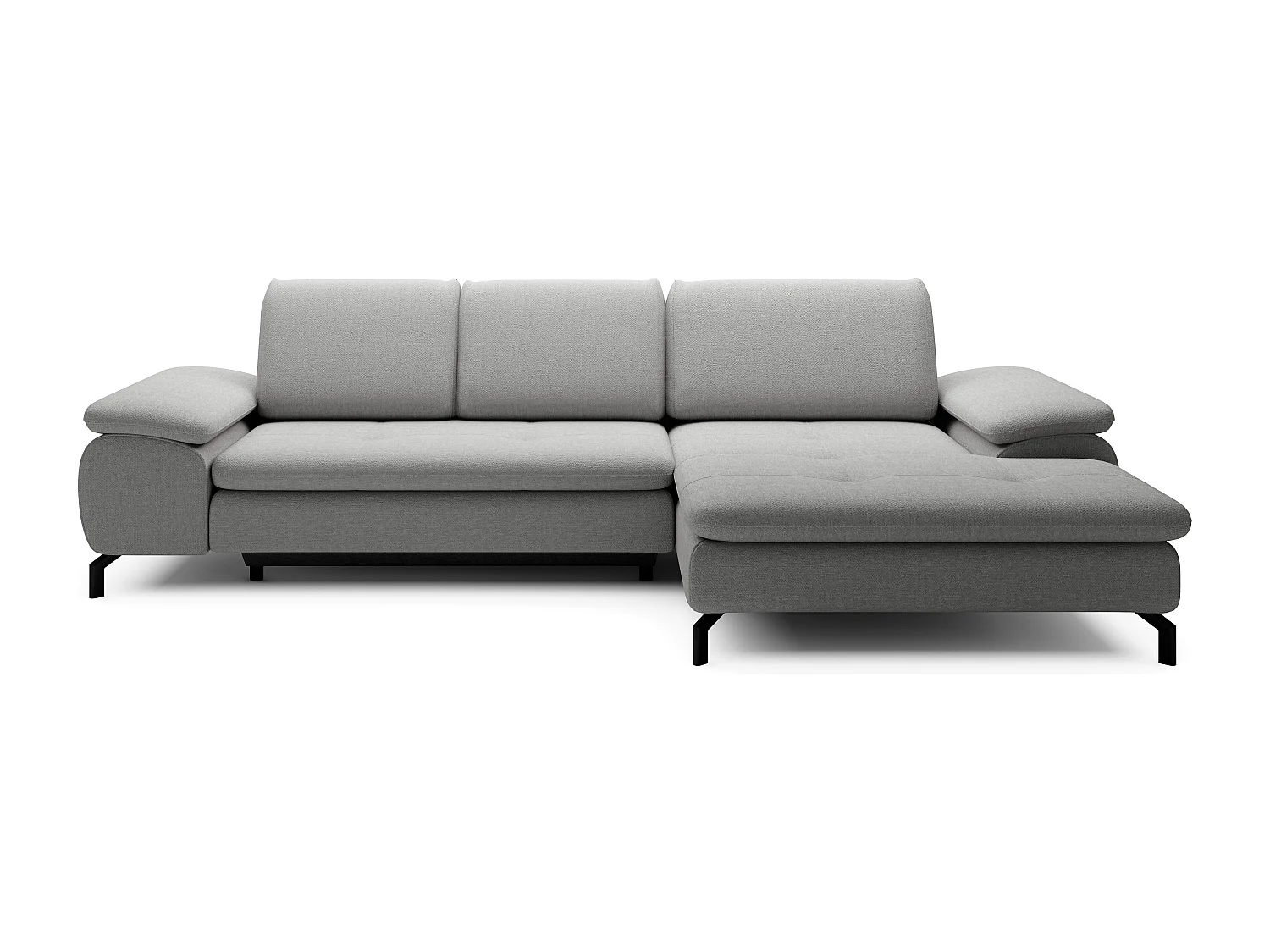 Canapé d'angle droit convertible en tissu texturé gris ARCHIBALD