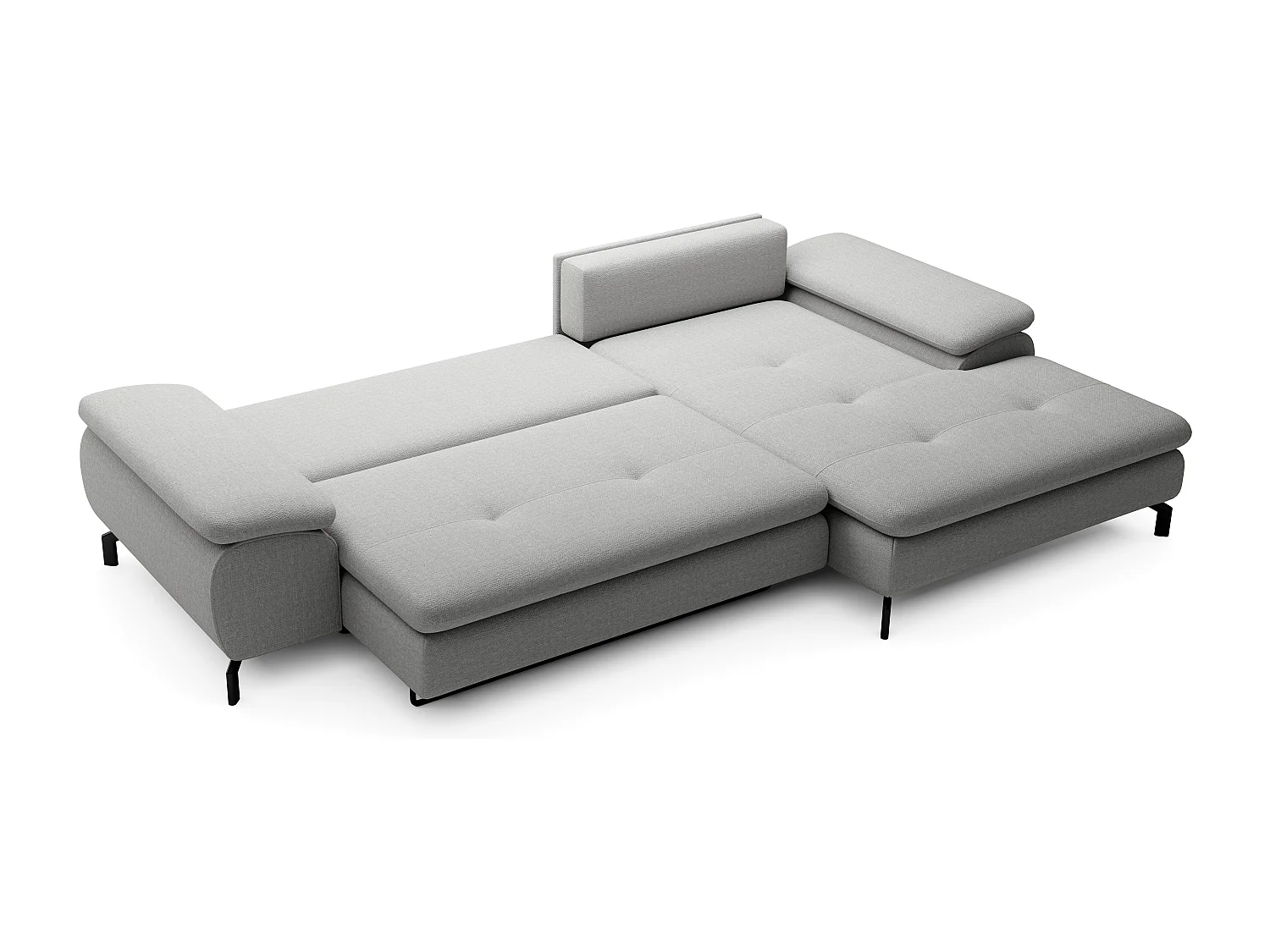 Canapé d'angle droit convertible en tissu texturé gris ARCHIBALD