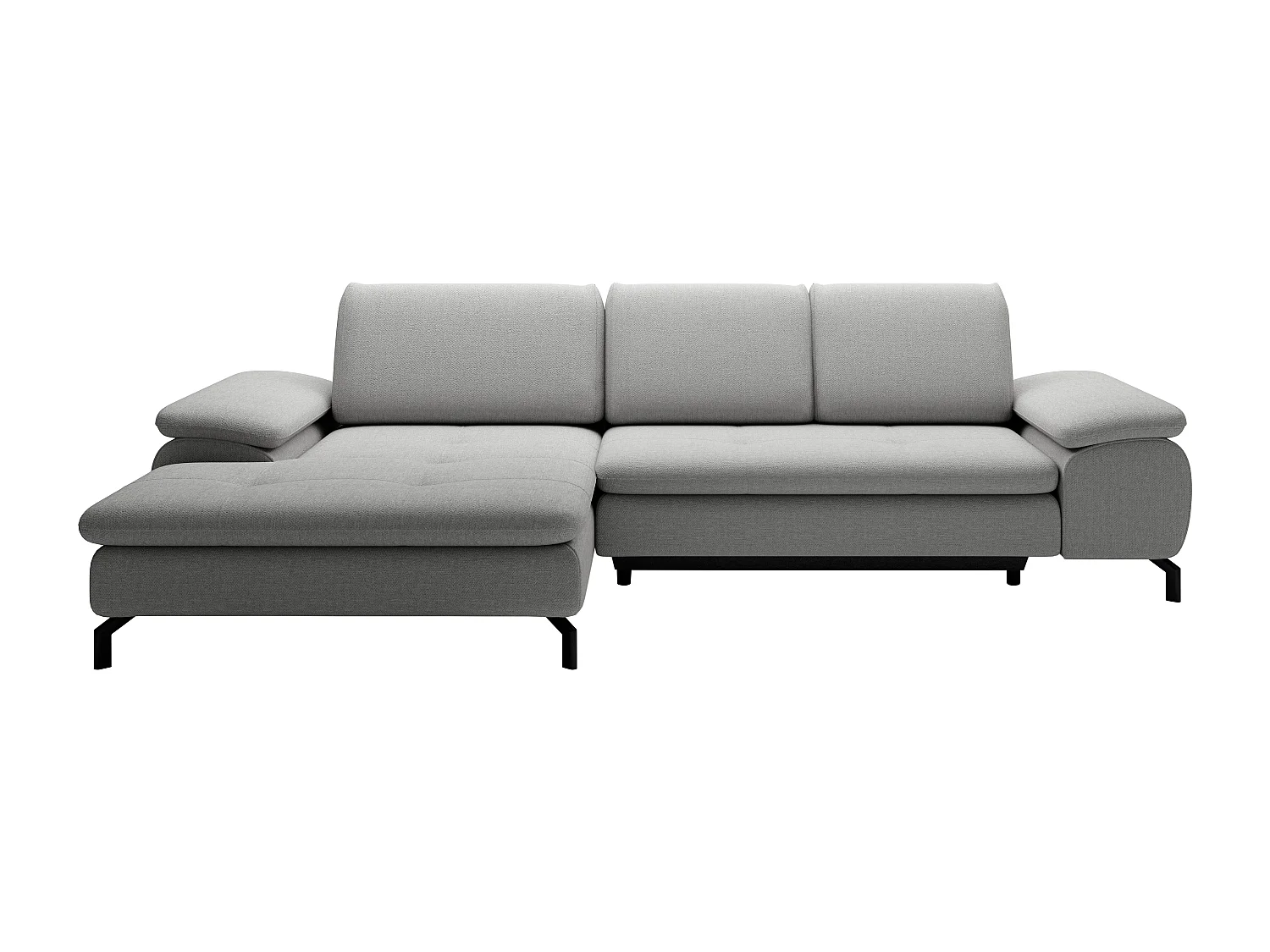 Sofá rinconera izquierda de tela texturizada gris ARCHIBALD