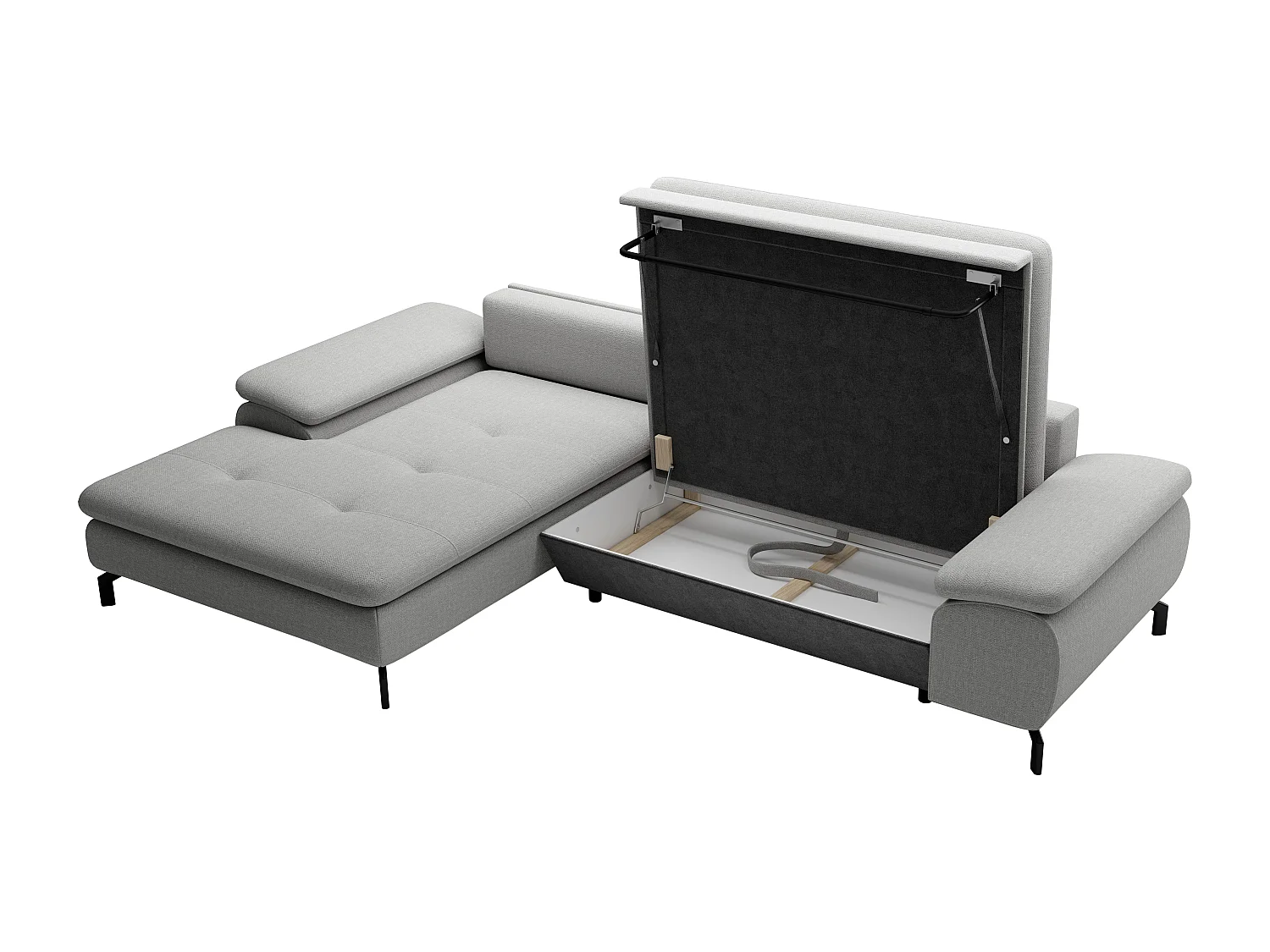 Sofá rinconera izquierda de tela texturizada gris ARCHIBALD