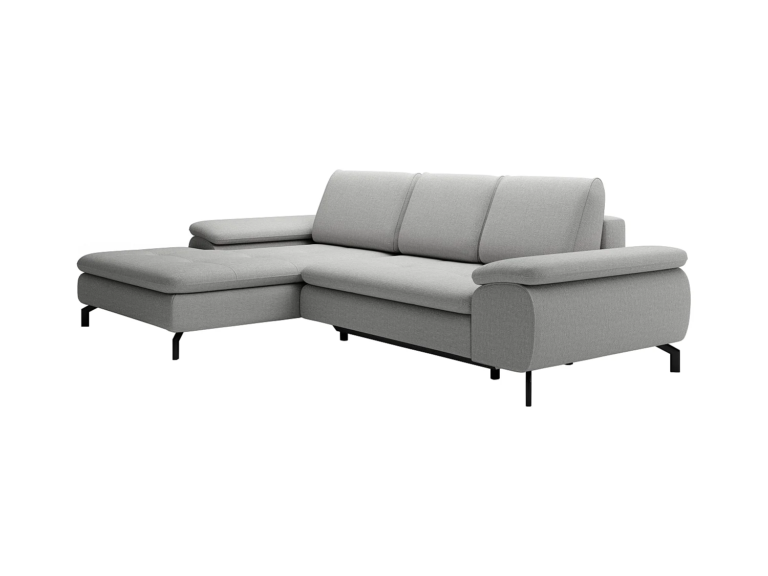 Hoekslaapbank met hoek links van grijze stof met textuur ARCHIBALD