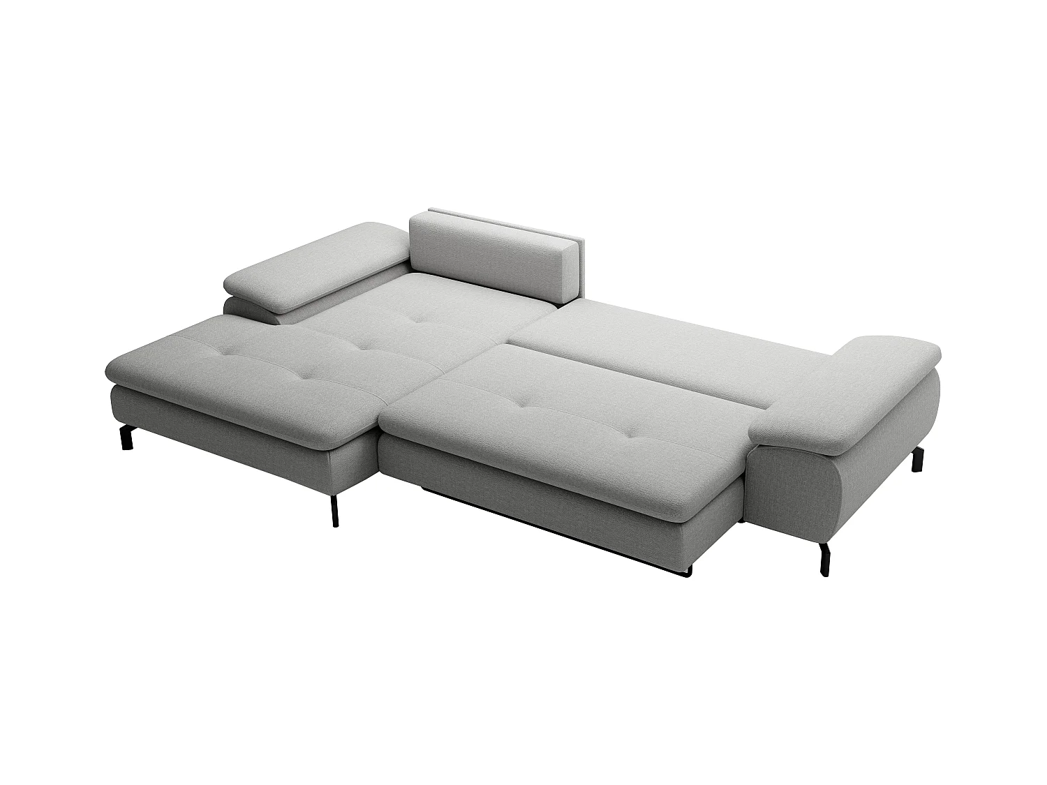 Hoekslaapbank met hoek links van grijze stof met textuur ARCHIBALD
