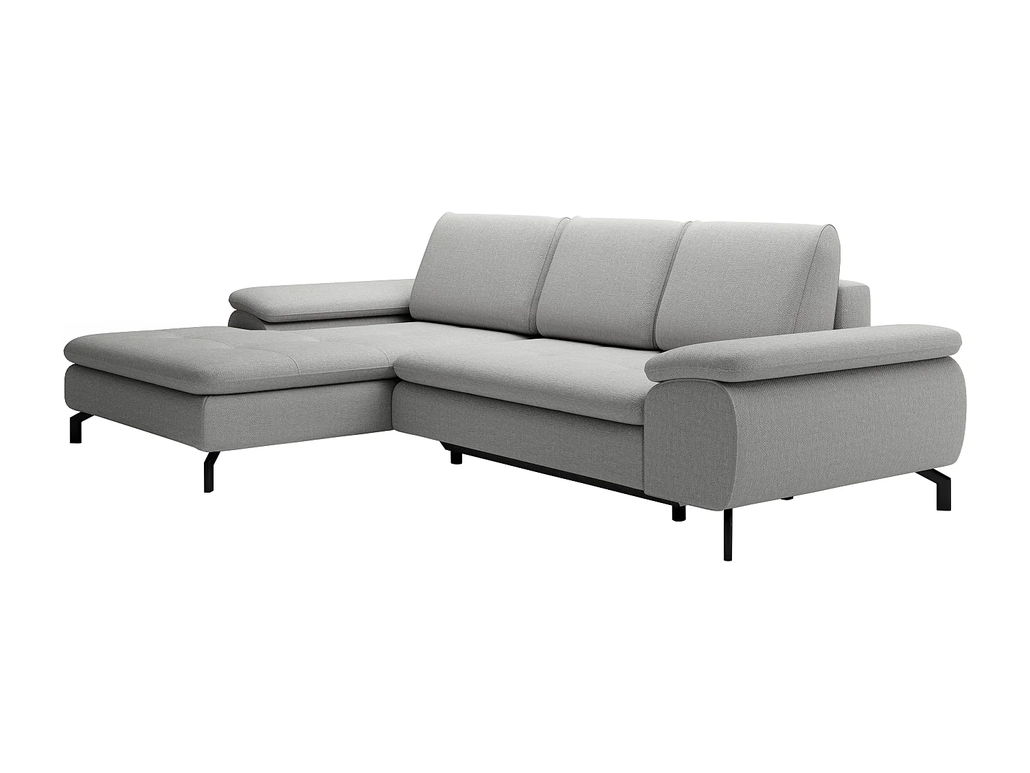 Sofá rinconera izquierda en tela texturizada gris ARCHIBALD