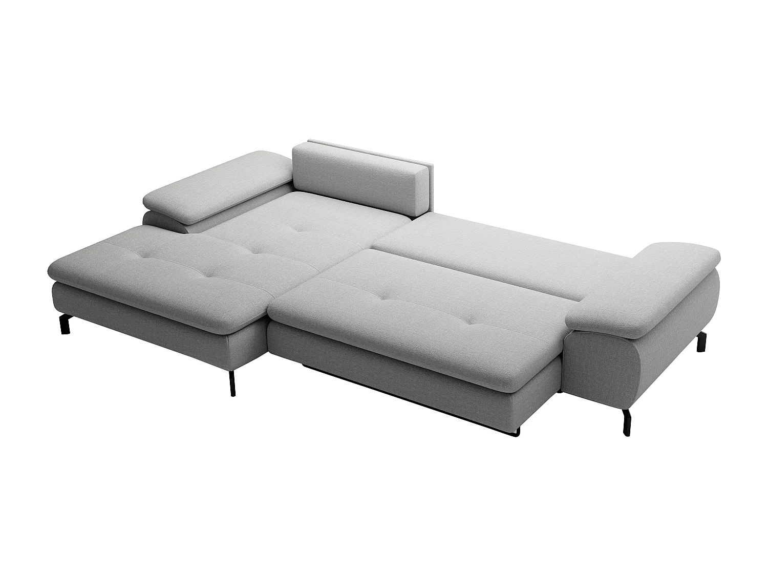 Sofá rinconera izquierda en tela texturizada gris ARCHIBALD