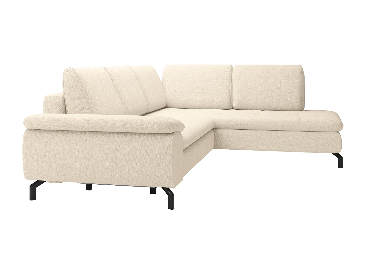 Stor højrehenvendt beigefarvet sofa med højrehåndsfløj og sovefunktion i textureret stof ARCHIBALD