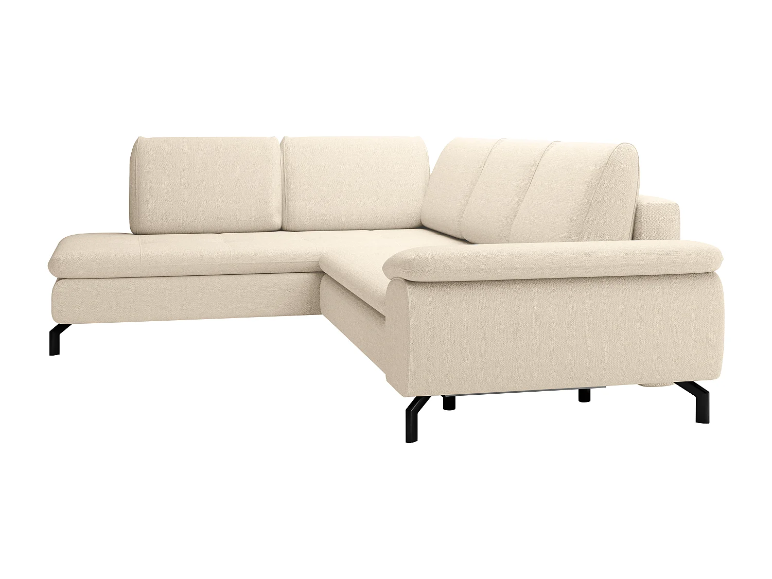 Grand canapé d'angle gauche convertible en tissu texturé beige ARCHIBALD