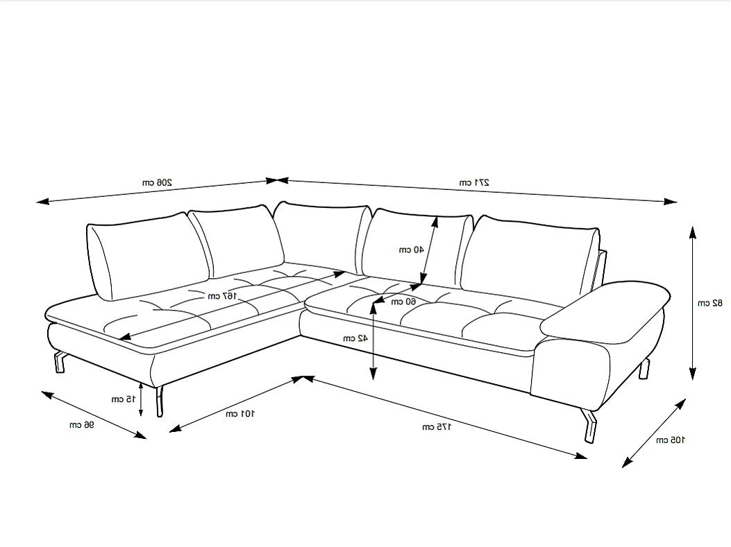 Grand canapé d'angle gauche convertible en tissu texturé vert ARCHIBALD