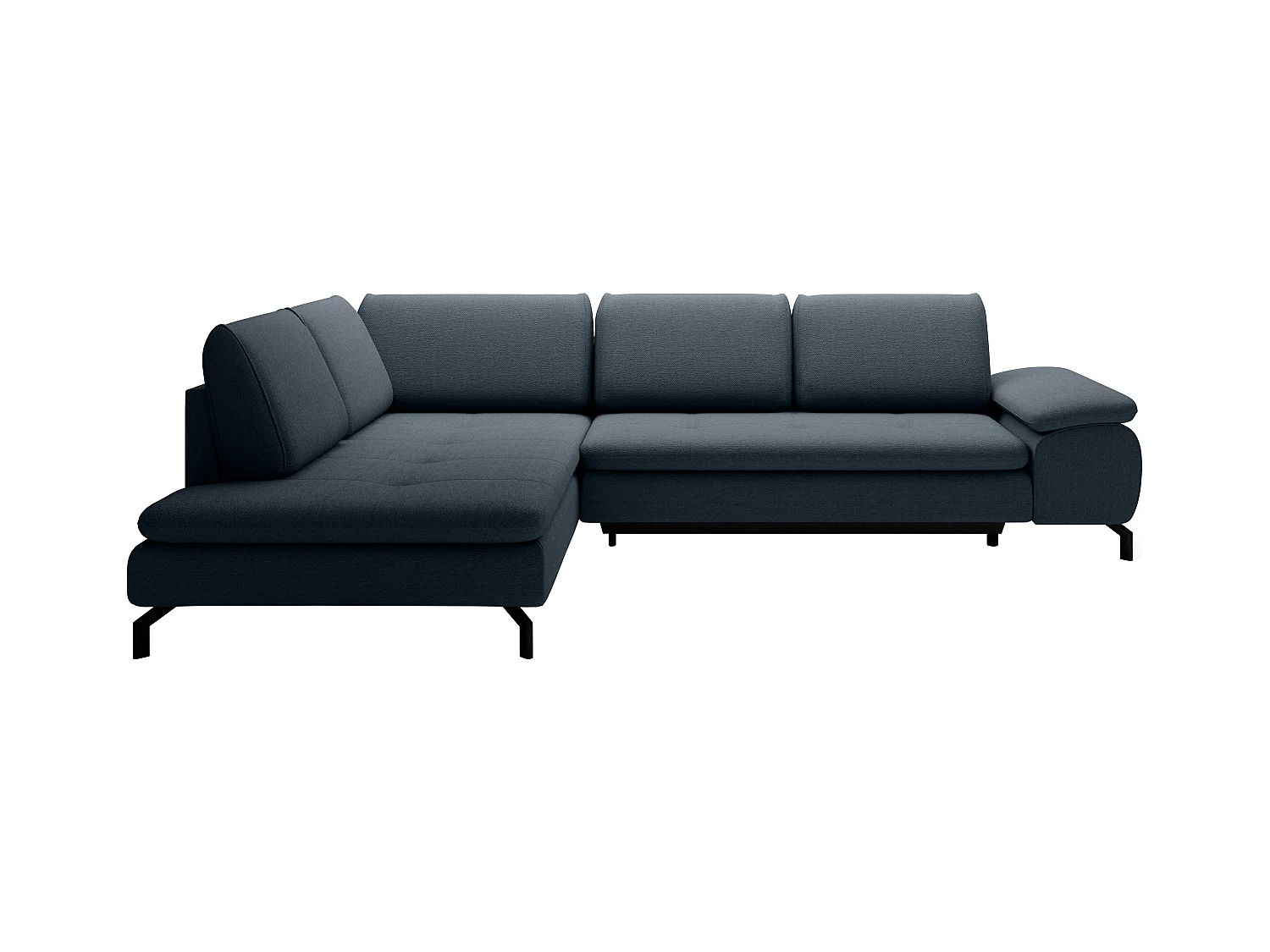 Großes Ecksofa mit Schlaffunktion - Ecke links - Strukturstoff - Blau - ARCHIBALD