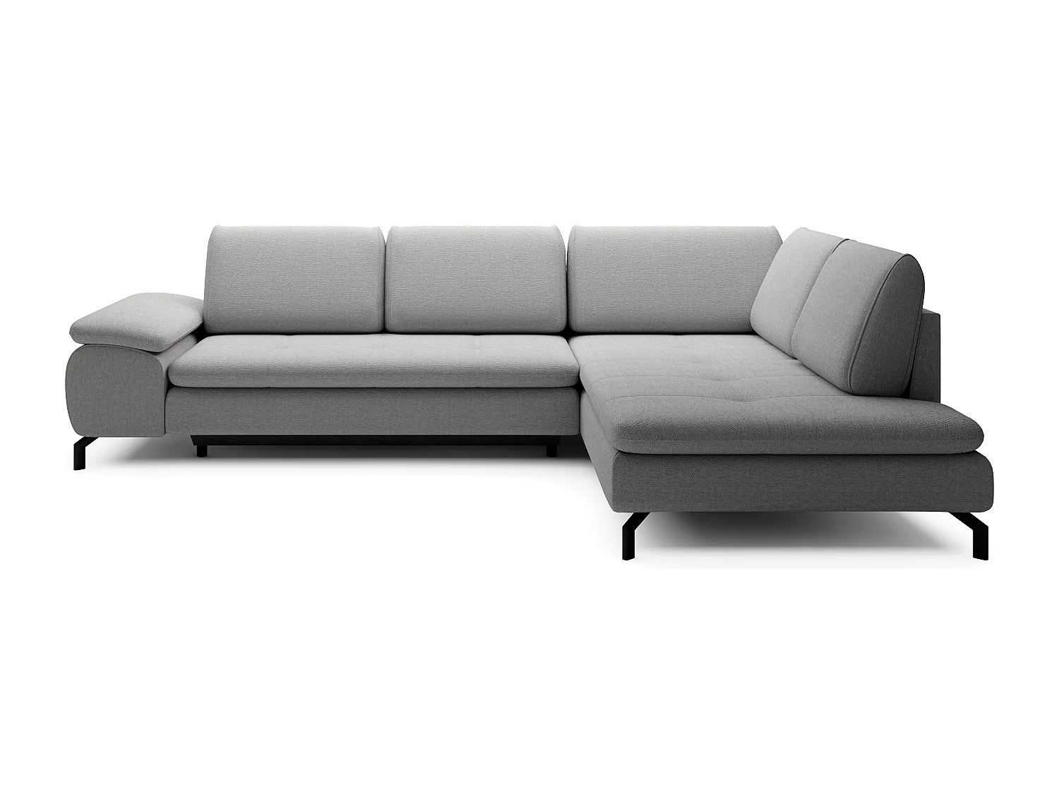 Stor højrekantssofa, højre hjørne, højrekonvertibel i grå tekstureret stof ARCHIBALD