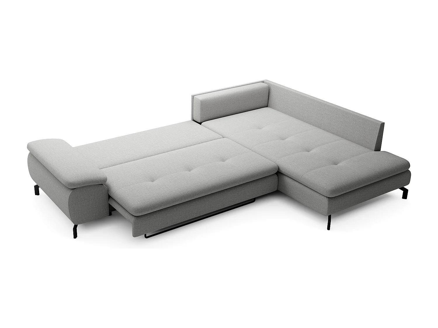 Stor højrekantssofa, højre hjørne, højrekonvertibel i grå tekstureret stof ARCHIBALD