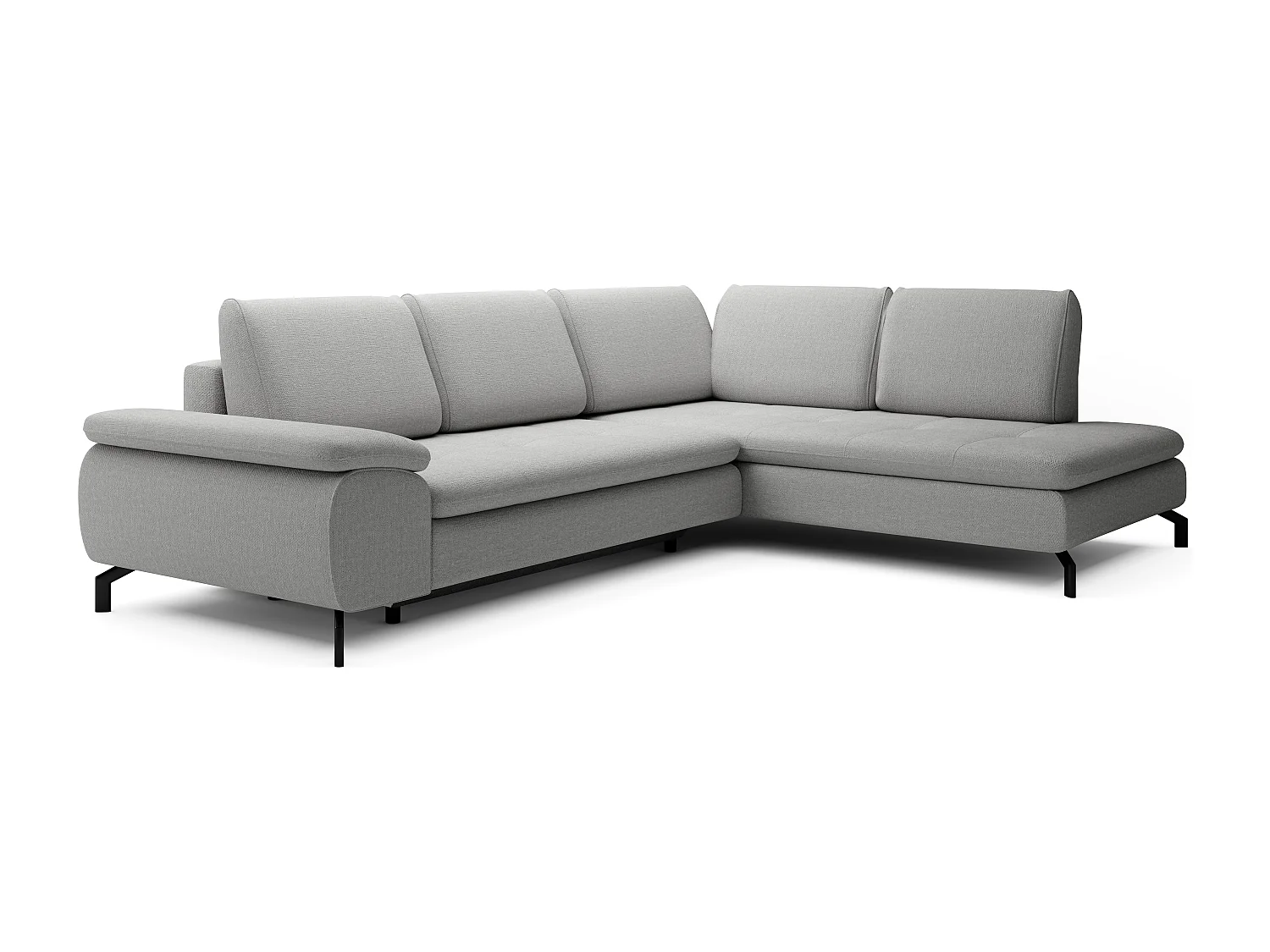 Grote hoekslaapbank met hoek rechts van grijze stof met textuur ARCHIBALD