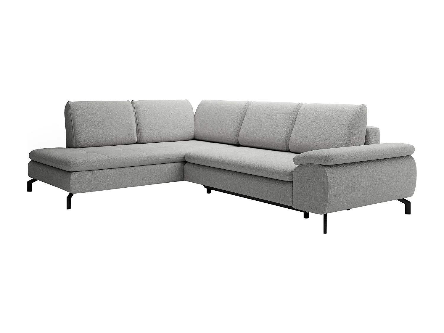 Großes Ecksofa mit Schlaffunktion - Ecke links - Strukturstoff - Grau - ARCHIBALD