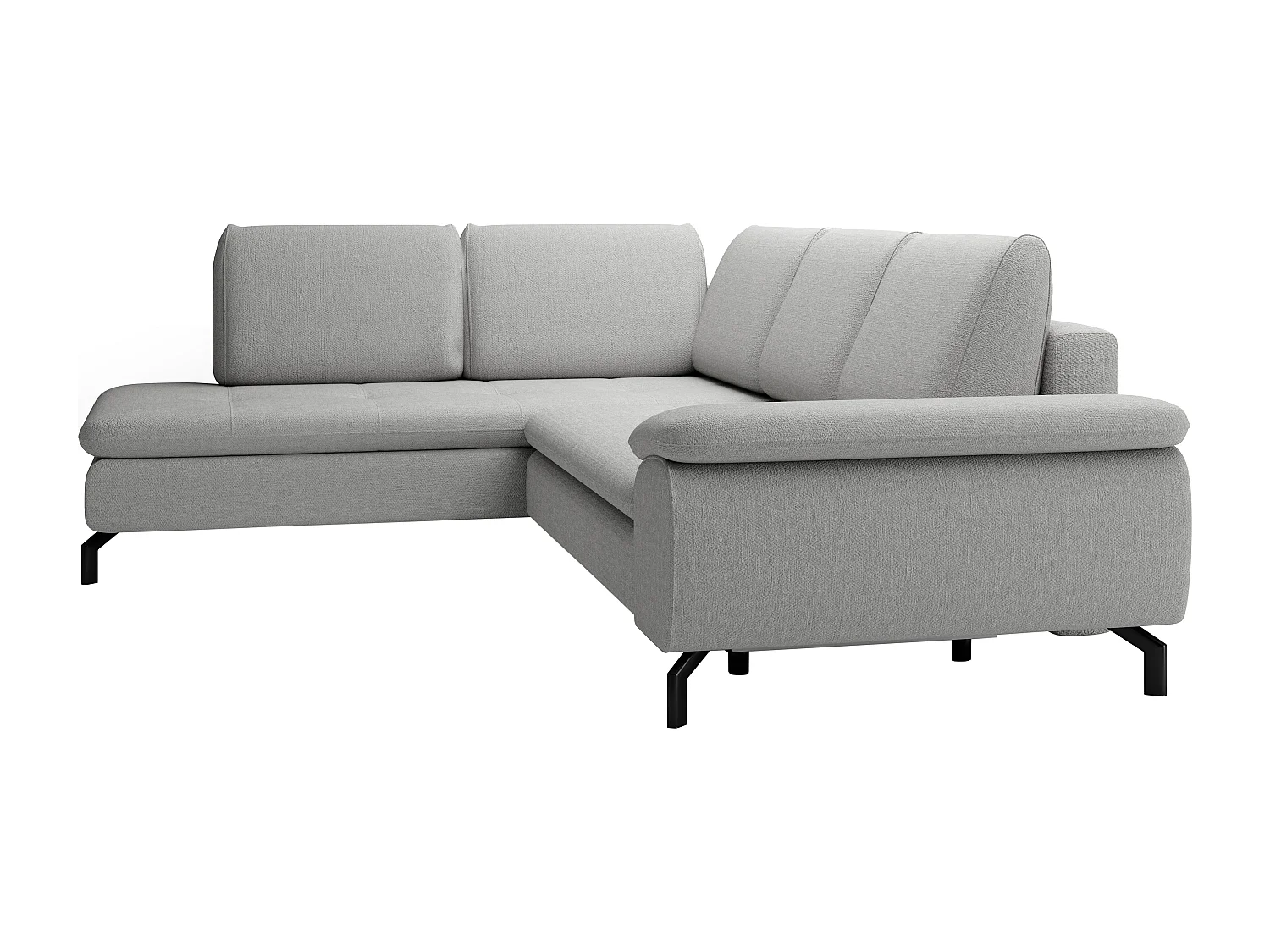 Großes Ecksofa mit Schlaffunktion - Ecke links - Strukturstoff - Grau - ARCHIBALD