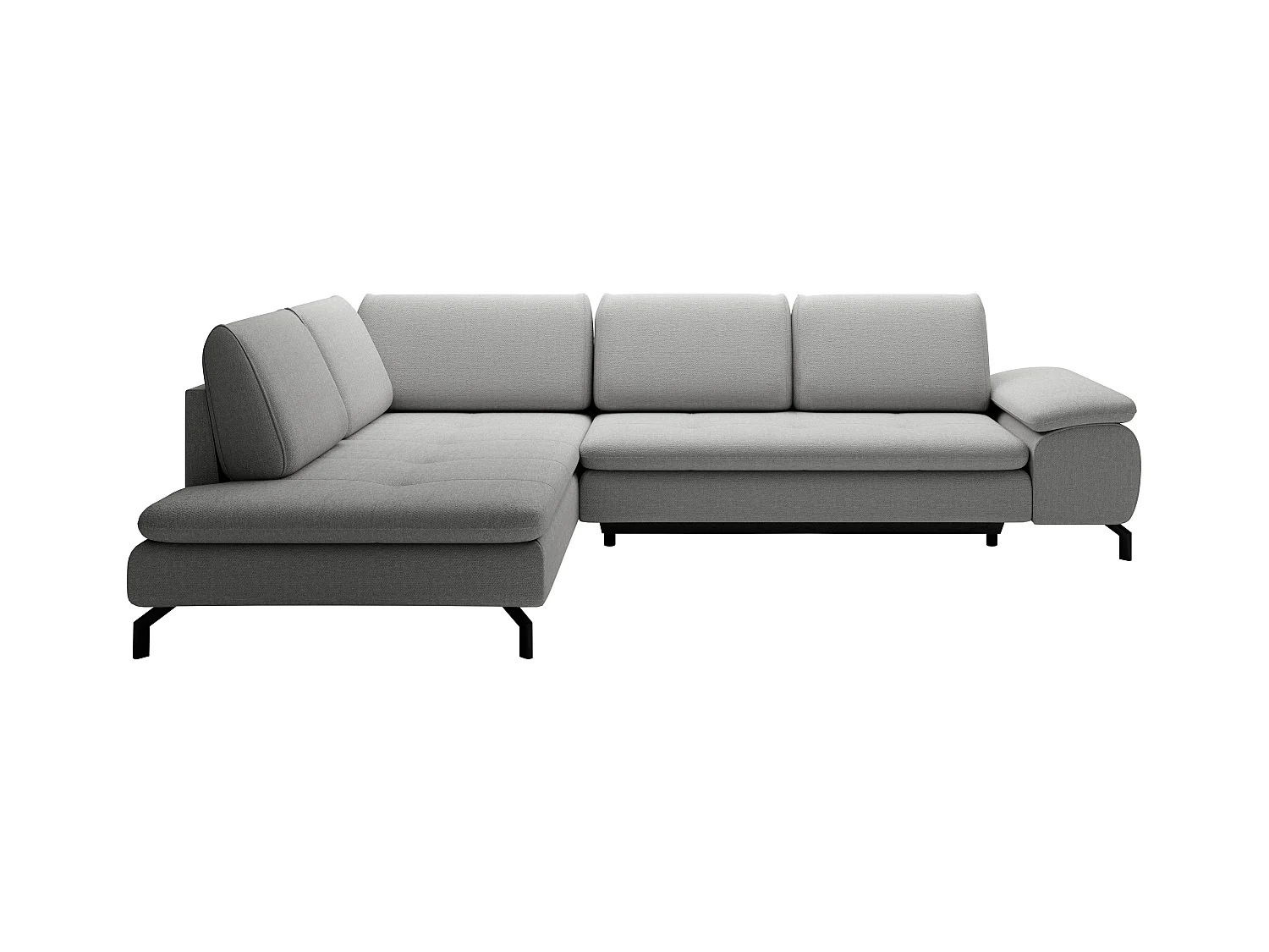 Grand canapé d'angle gauche convertible en tissu texturé gris ARCHIBALD