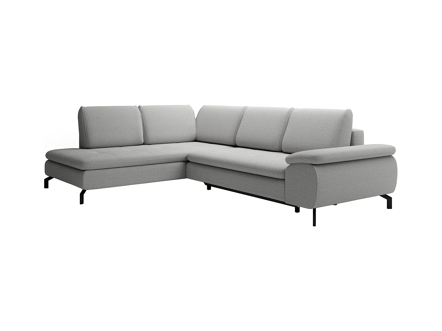 Grand canapé d'angle gauche convertible en tissu texturé gris ARCHIBALD