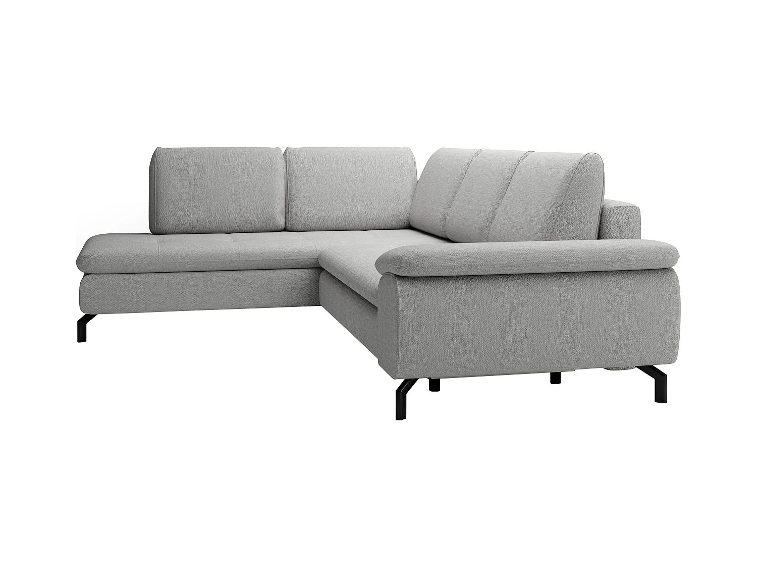 Grand canapé d'angle gauche convertible en tissu texturé gris ARCHIBALD