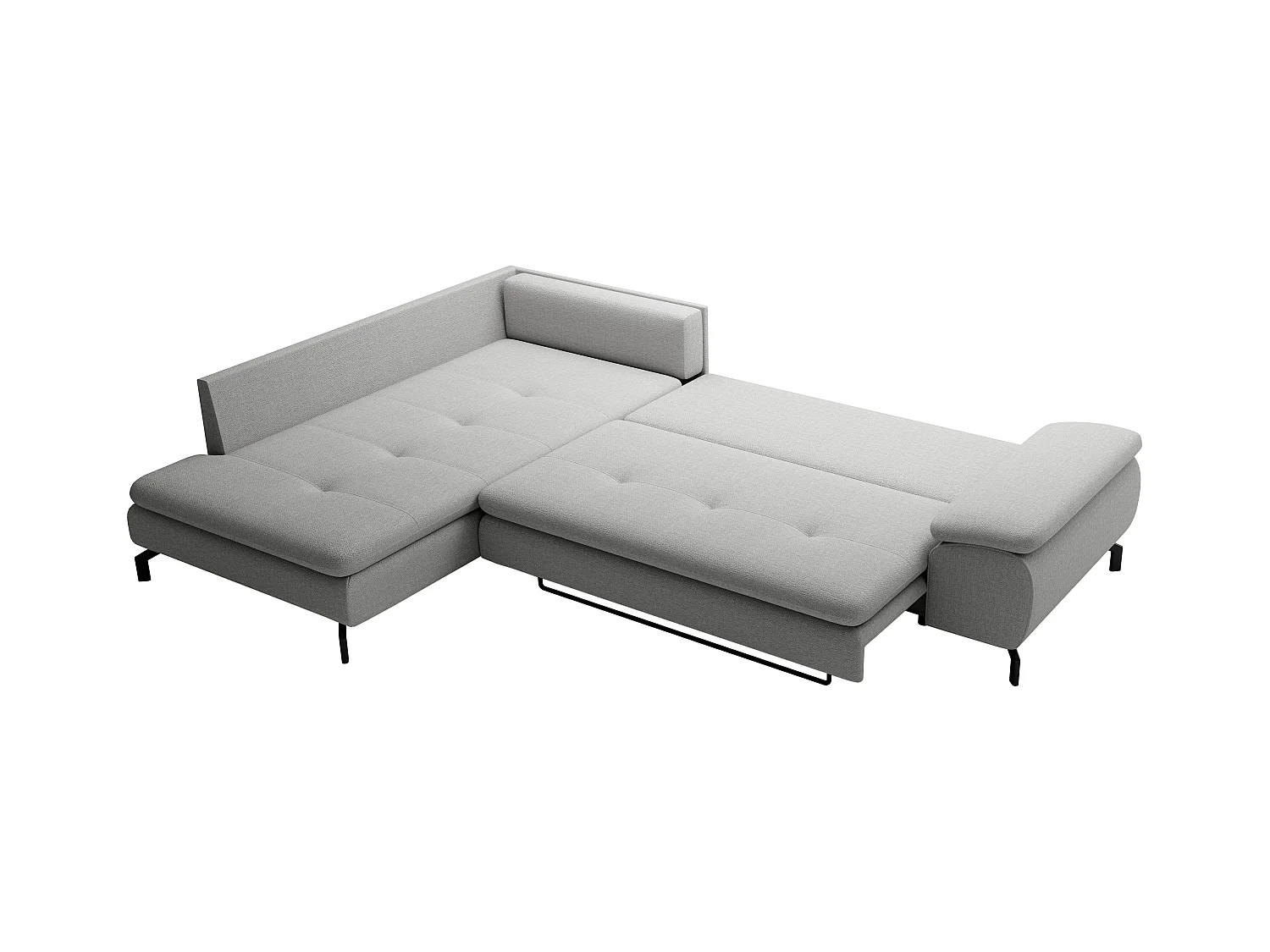 Grand canapé d'angle gauche convertible en tissu texturé gris ARCHIBALD