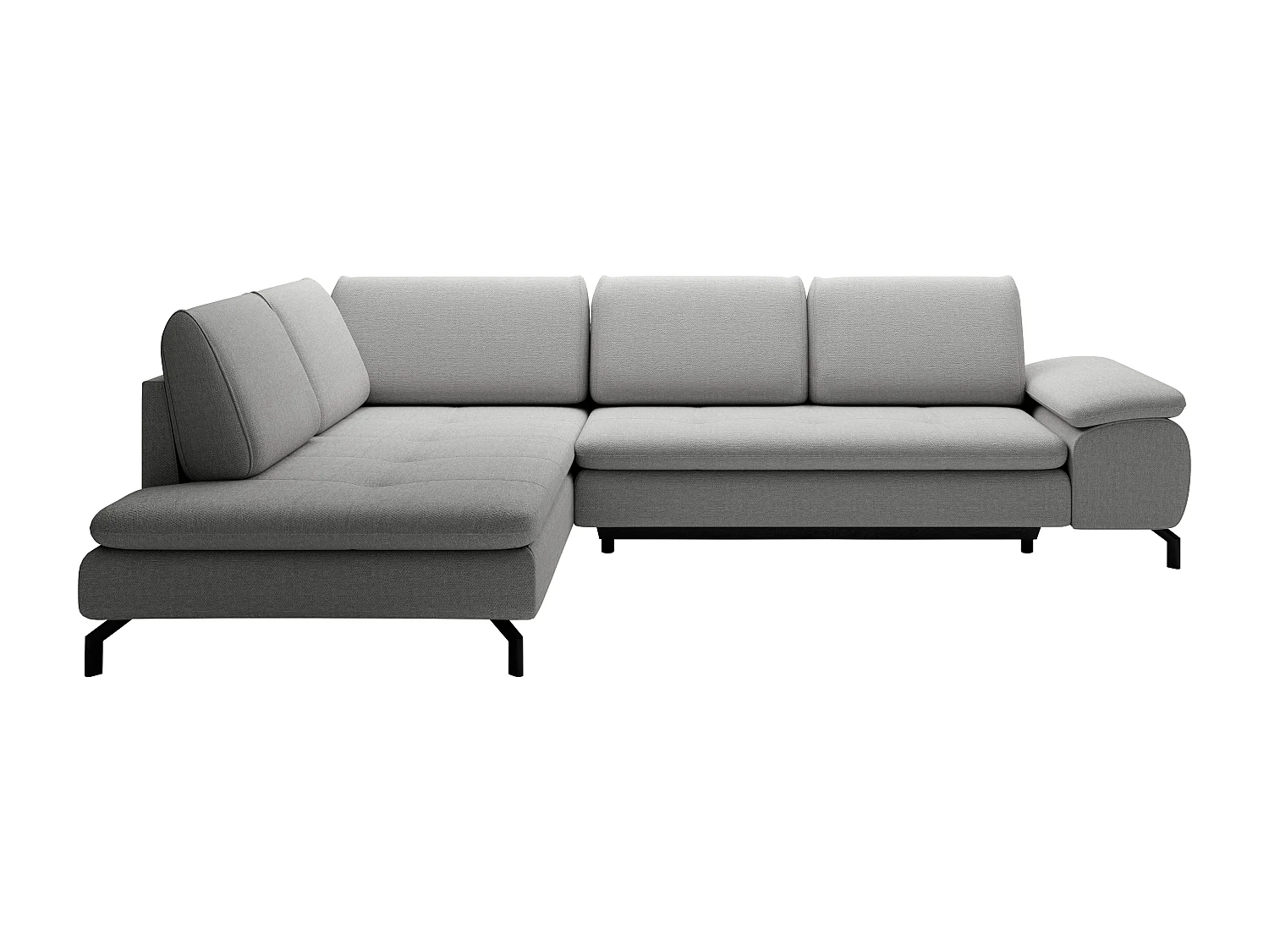 Grand canapé d'angle gauche convertible en tissu texturé gris ARCHIBALD