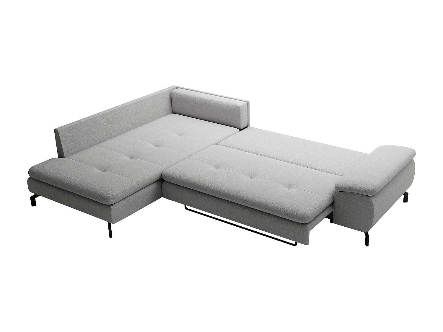 Grand canapé d'angle gauche convertible en tissu texturé gris ARCHIBALD