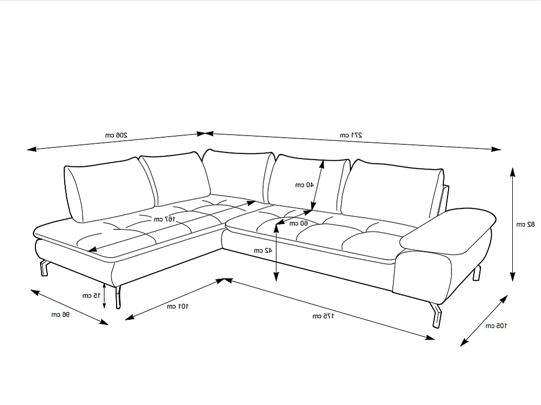 Großes Ecksofa mit Schlaffunktion - Ecke links - Strukturstoff - Grau - ARCHIBALD