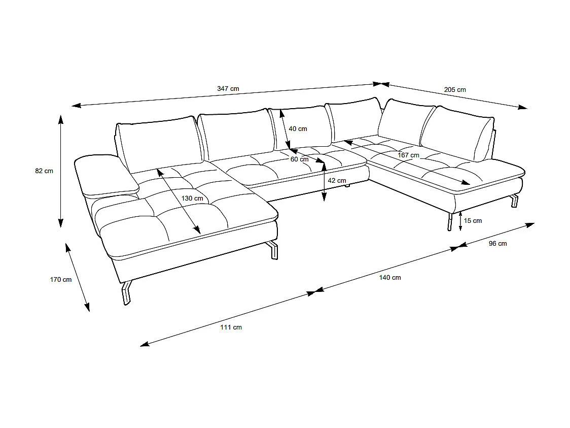 Große Wohnlandschaft mit Schlaffunktion - Ecke rechts - Strukturstoff - Beige - ARCHIBALD