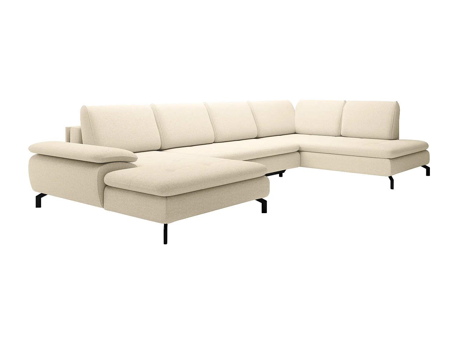 Große Wohnlandschaft mit Schlaffunktion - Ecke rechts - Strukturstoff - Beige - ARCHIBALD