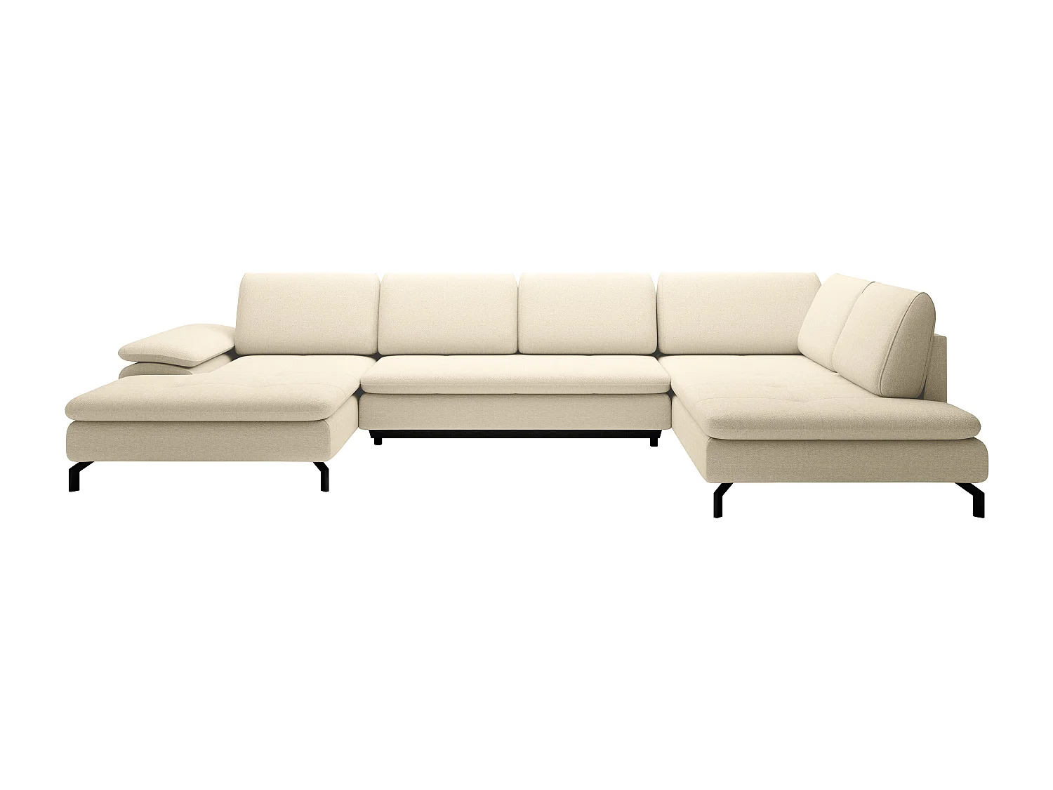 Große Wohnlandschaft mit Schlaffunktion - Ecke links - Strukturstoff - Beige - ARCHIBALD